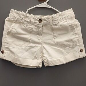 Lands' End Canvas Shorts Women Size 0 Off White Preppy Classic